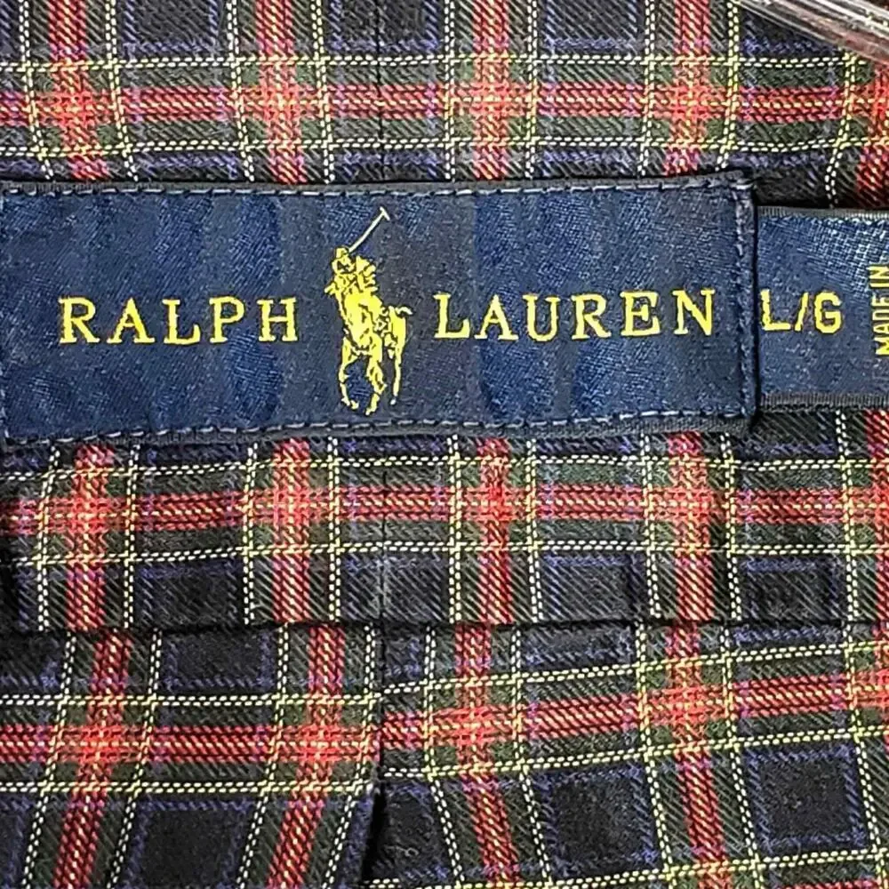 Polo Ralph Lauren Oxford Men’s Size Large Black Red Plaid LS Button Down Shirt